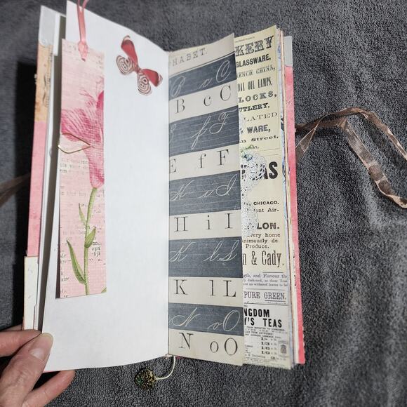 "Pretty Dress" Unique Soft Cover Junk Journal 11in x 5in x 12in, 62 pgs - Picture 7 of 11